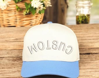 CUSTOM 3D Foam Font Personalized Embroidered hat/Upsided down custom embroidered/ Football moms hat/ Sports Team Hat/ Team Mascot Hat