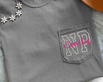 Nurse Practioner Tshirt Embroidered | Personalized Nurse Name Shirt| Custom Nurse Tshirt| Comfort Colors Tshirt