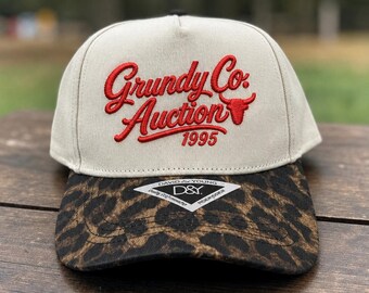 Grundy County Auction 3D Puff Embroidered Trucker Hat | 90s Country Throwback | Retro Country Hat | Vintage Inspired Cap | Country girl hat