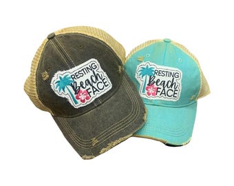 Resting Beach Face hat, Summer hat, Retro Summer hat , Vacation hat, Beach hat, Summer Vibe hat, Beach Vacation hat, Sea hat, Retro