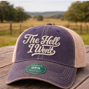 The Hell I Won't 3D puff embroidered Vintage Hat, Trendy Western Retro Vintage Hat, Gift For Country Style Girl, Western Cowgirl Hat