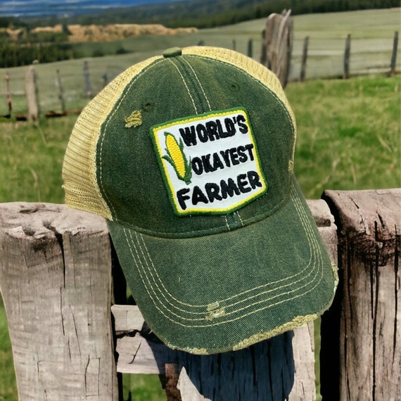 Vintage Worlds Okayest Farmer Hat, Embroidered Farmer Hat Patch, Farmer Hat,  Farm Life Gifts, Country Hat, Ranch Hat, Farm Life Hat -  Israel
