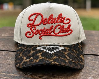 Delulu Social Club Hat, 3D puff Embroidered Trucker Hat, Optimistic girl  Cap, Girls Trip Hat, Delulu Era, fantasy girl hat, overthinker hat