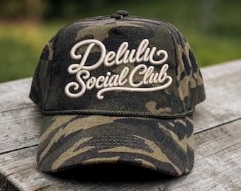 Delulu Social Club Hat, 3D puff Embroidered Trucker Hat, Optimistic girl  Cap, Girls Trip Hat, Delulu Era, fantasy girl hat, overthinker hat