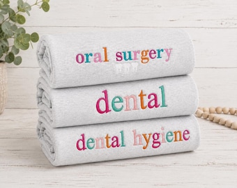 Custom Dental Embroidered Sweatshirt | Personalized Bella Canvas Crewneck | Custom Text Sweatshirt | Minimalist Embroidery Pullover