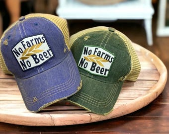 Vintage No Farms No Beer Hat, Embroidered farmer Hat Patch,  Farmer hat, Farm Life Gifts, Country hat,  Ranch hat, farm Life hat