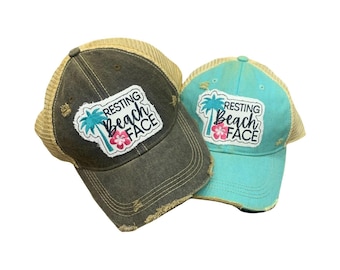 Resting Beach Face hat, Summer hat, Retro Summer hat , Vacation hat, Beach hat, Summer Vibe hat, Beach Vacation hat, Sea hat, Retro