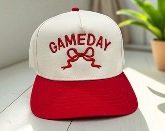 Gameday Hat with 3D Puff embroidery bow Hat/ Sports MOM Hat/ custom embroidered/ Football Mom Hat/ Baseball moms hat/ Game day Hat