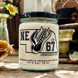 Nebraska Gift/ Nebraska Candle/ scented soy candle/16oz Soy Candle/ Farmstead Candle/Gift Idea