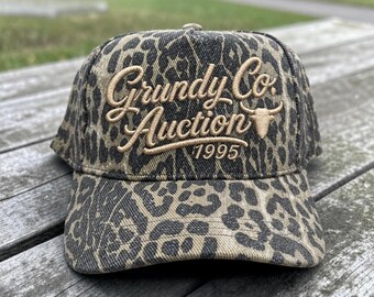 Grundy County Auction 3D Puff Embroidered Trucker Hat | 90s Country Throwback | Retro Country Hat | Vintage Inspired Cap | Country girl hat
