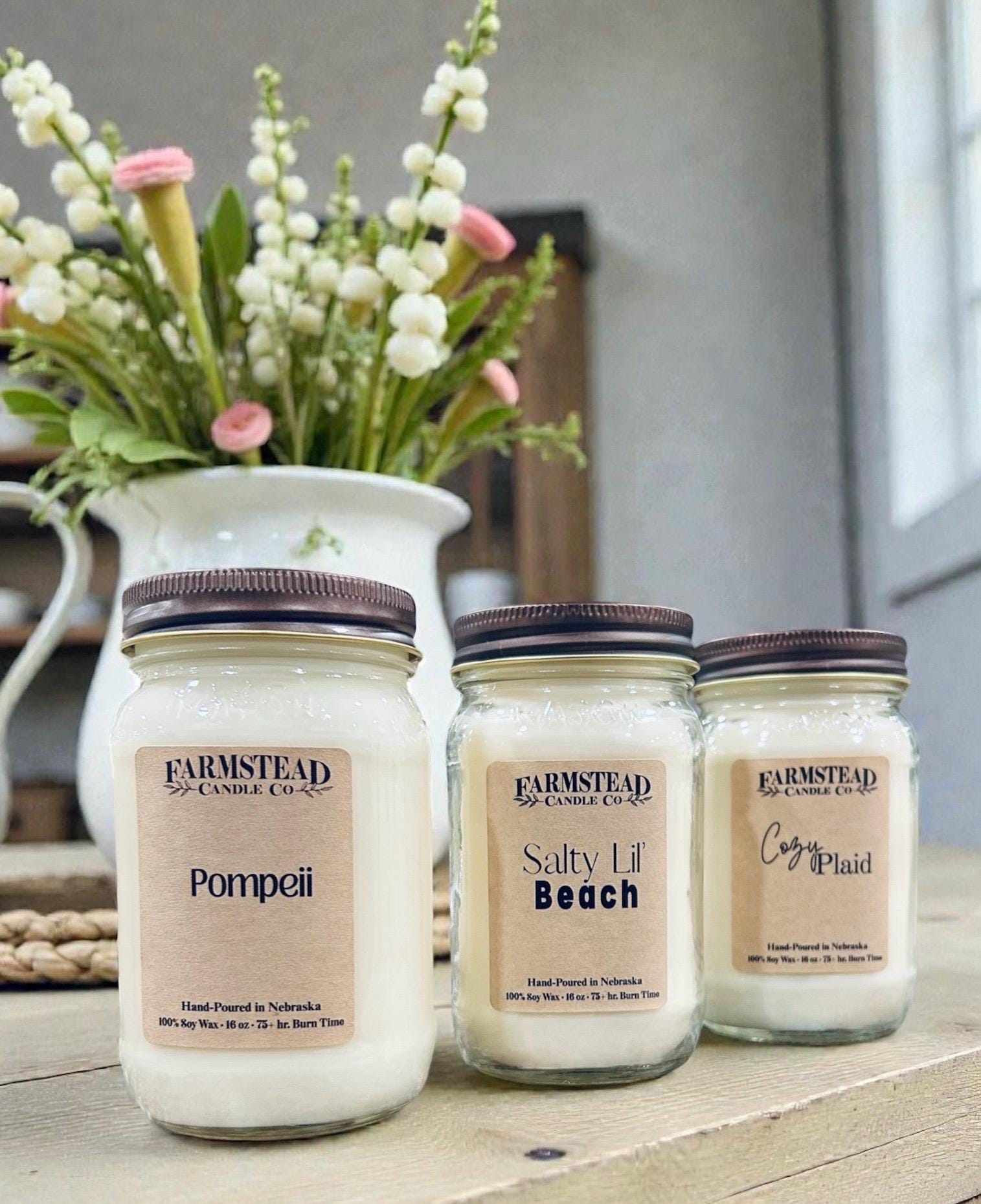 Classic Scent 16 Oz Mason Jar Candle /choose Your Scent/ Rustic Decor ...