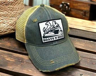 Prestige Worldwide Boats Hoes hat, Funny Boating Hat, Vintage style summer hat, Rude hat, Funny Lake Hat, Funny River Hat, Funny Boating Hat