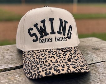 3D Puff Embroidered Swing Batter Batter Hat/ Baseball + Softball  Mom hat/ Baseball mom/ Softball Mom Hat/ Sports Mom Hat/ Play Ball Hat