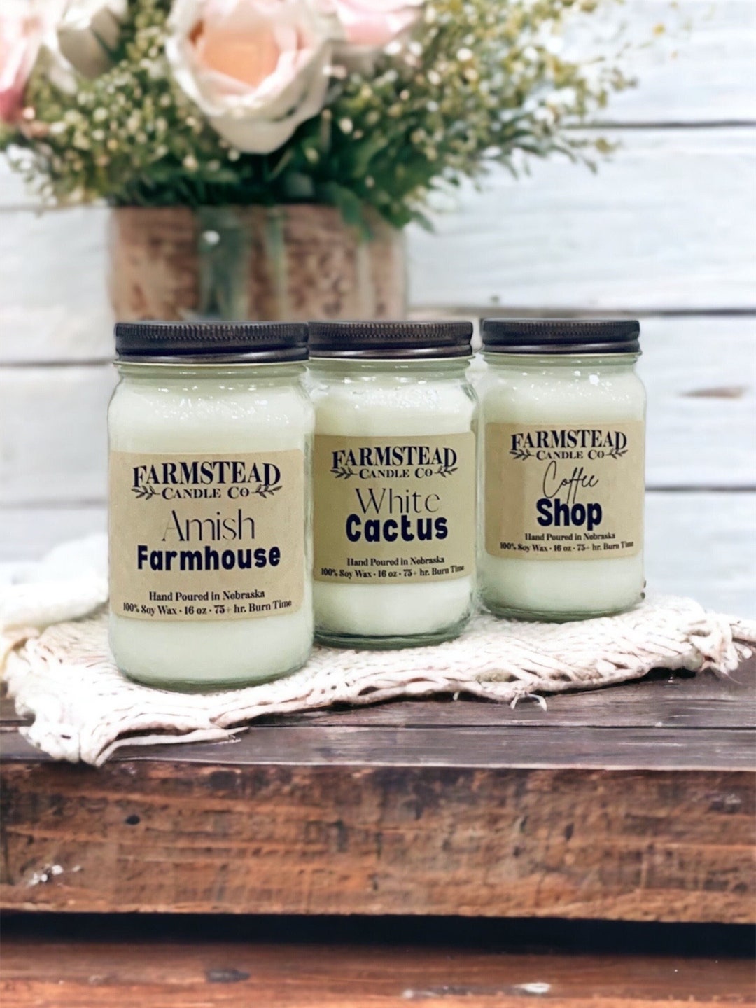 Classic Scent 16 Oz Mason Jar Candle /choose Your Scent/ Rustic Decor ...