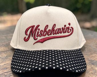 Misbehavin Hat, 3D Puff Embroidery Hat, Funny Trucker Hat, Custom Two Tone Hat, Sassy Hat, Lake Hat, Girls Trip Hat, Adjustable Snapback Cap