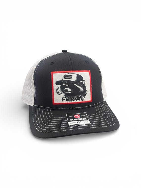 Feral Richardson 112 Hat, Wild one Hat, Funny Racoon Hat, Cute but Feral Hat, Feral summer hat,Funny Racoon Smoking Hat, Adult Humor Hat