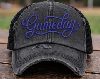 3D puff Embroidered Gameday Hat | Ponytail Hat | Dad Hat | Funny Baseball Hat | Team Color Hat | Softball Mom Hat | Ballpark Mama hat