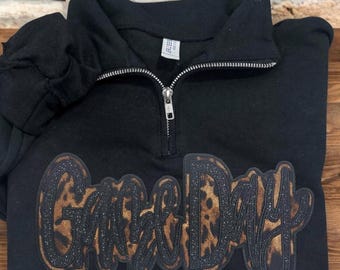 CUSTOM print fabric + Sparkle Game Day Sweatshirt, Gameday Sweater, Game Day Quarter Zip, Gameday Shirt, Varsity Gameday Outfit, Football