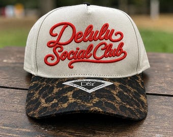 Delulu Social Club Hat, 3D puff Embroidered Trucker Hat, Optimistic girl  Cap, Girls Trip Hat, Delulu Era, fantasy girl hat, overthinker hat