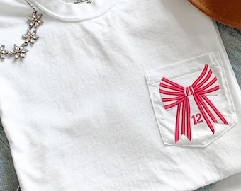 Custom Embroidered Game Day spirit bow Tshirt, Sports # Shirt,Baseball and Softball Tshirt, Sports Mom Shirt, Sports Bow Shirt