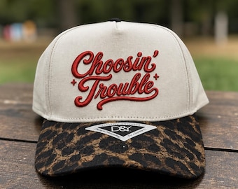 Choosin' Trouble Hat, 3D Puff Embroidered Hat, Western trucker Hat, Texas Hat, Country Concert Hat, Summer Concert Hat, Women's Hat
