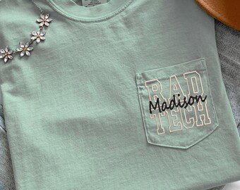 Nurse Rad Tech Tshirt Embroidered | Personalized Rad Tech Name Shirt| Custom Rad Tech Tshirt | Comfort Colors Tshirt