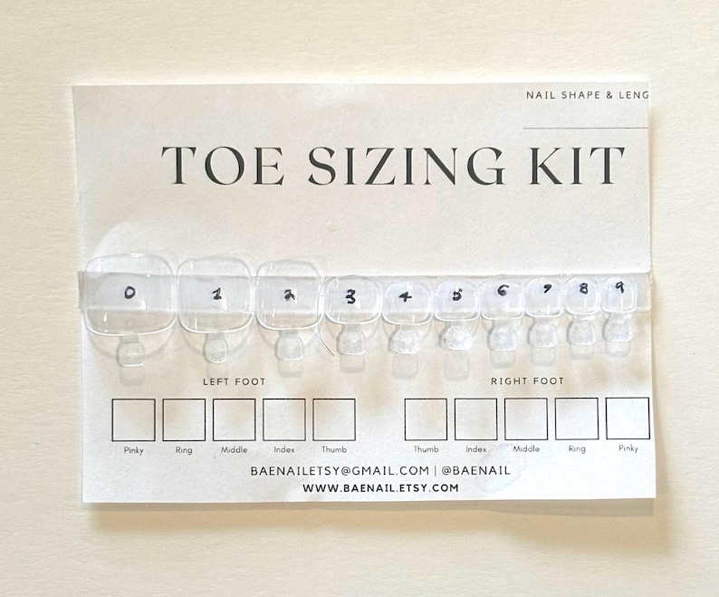Toe Nail Sizing Kit: Press on Nails, Cuticle Prep - Etsy
