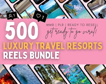 Paquete de 500 reels de hoteles y complejos turísticos de lujo / Contenido de redes sociales / Reels de tendencia / Reels virales / Reels de Instagram / Paquete de viajes de TikTok