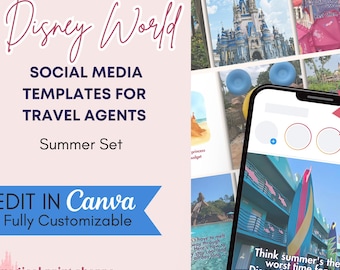 WDW Travel Agent Social Media Templates | Summer Social Media Content for Travel Marketing