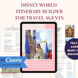 WDW Park Day Itinerary Plans Canva Template for Travel Agents (Digital Download)