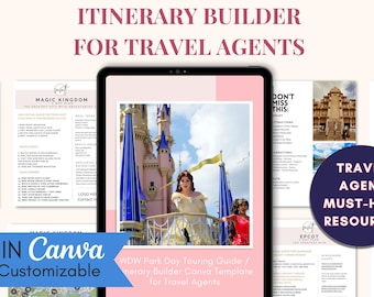 WDW Park Day Itinerary Plans Canva Template for Travel Agents (Digital Download)
