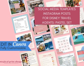 WDW Travel Agent Social Media Templates |  Travel Instagram Canva Template | Travel Agency Marketing Content