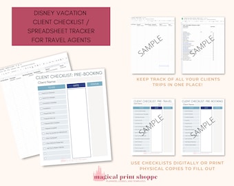 Client Tracker for Travel Agents / Client Google Sheet Templates for Client & Task Management / Theme Park Travel Agent  Canva Templates