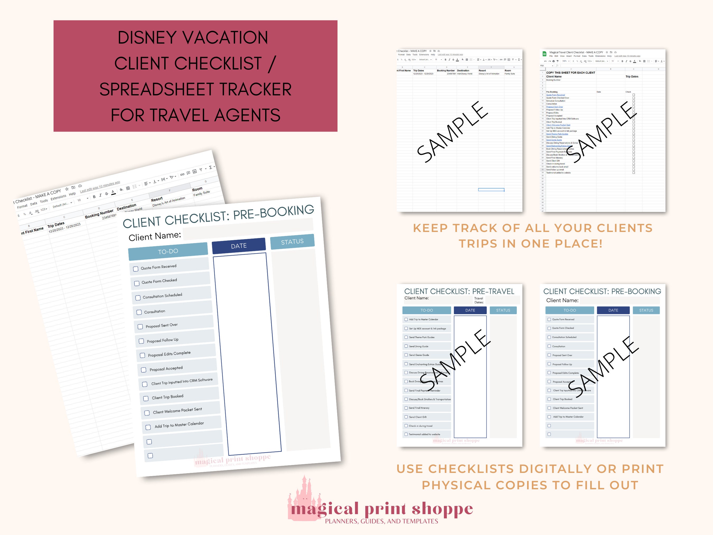 Client Tracker for Travel Agents / Client Google Sheet Templates for Client  & Task Management / Theme Park Travel Agent Canva Templates - Etsy