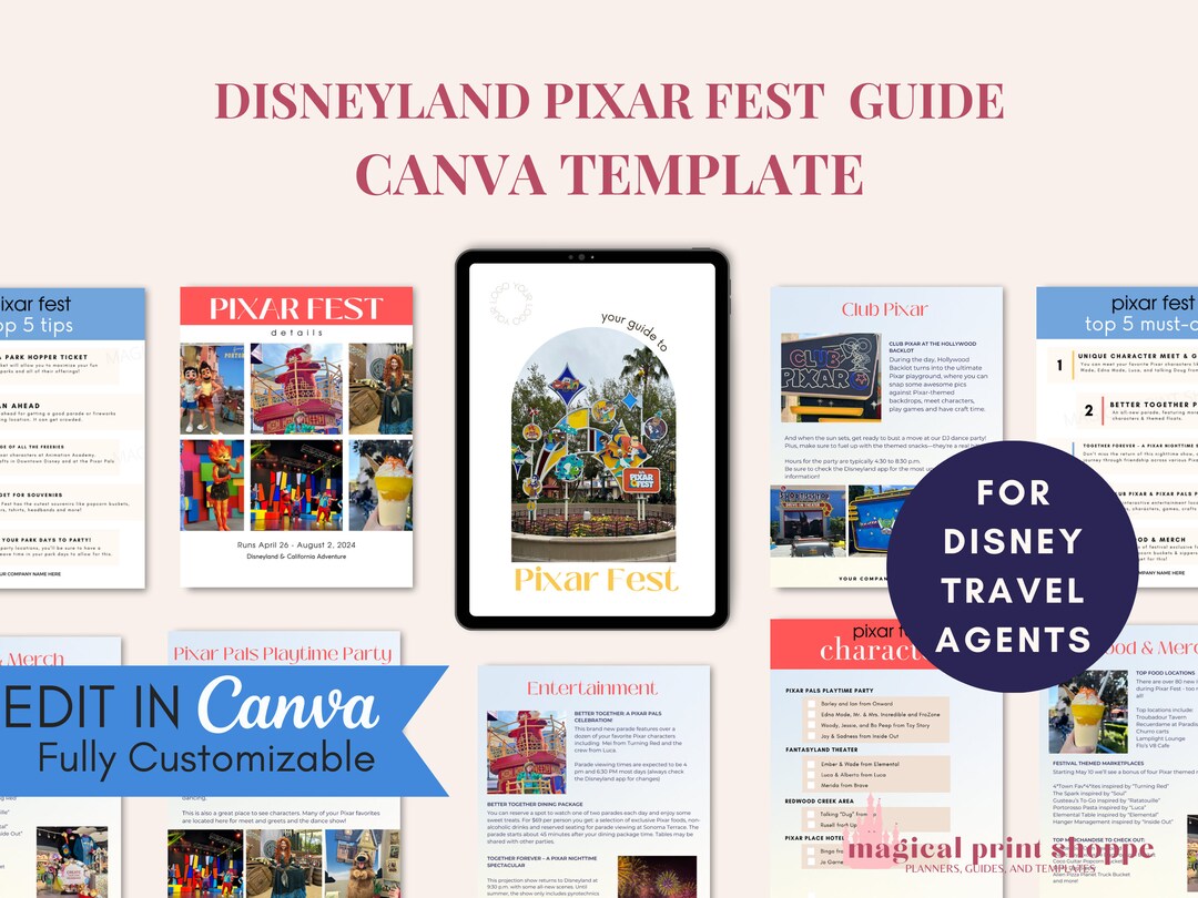 DLR Travel Agent Canva Template / California P Ixar Fest Theme Park ...