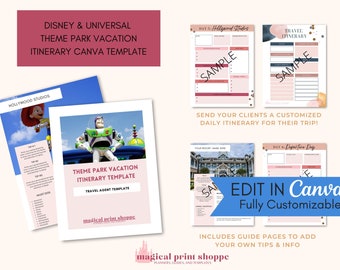 WDW Itinerary Canva Template / Travel Itinerary Template for Theme Park Travel Agents