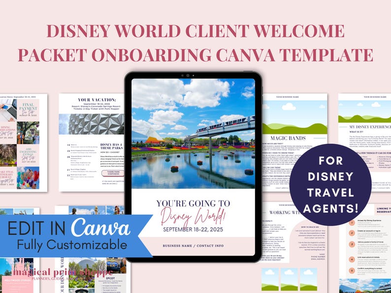 WDW Client Welcome Packet Canva Template for Travel Agents (Editable) image 1