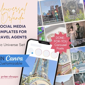 Universal EPIC Travel Agent Carousel Templates | Epic Park Instagram Canva Posts |  Social Media Content for Travel Marketing