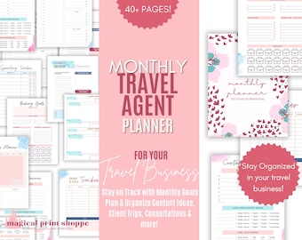 Travel Agent Planner, Monthly Business Planning (Digital Download)