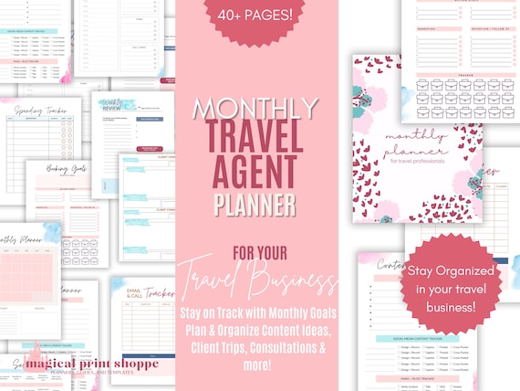 Travel Agent Planner, Monthly Business Planning (Digital Download)