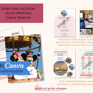 Travel Agent DLR Vacation Proposal Template / Canva Template for Travel Agents /  Customizable Client Proposal for DL California Trip