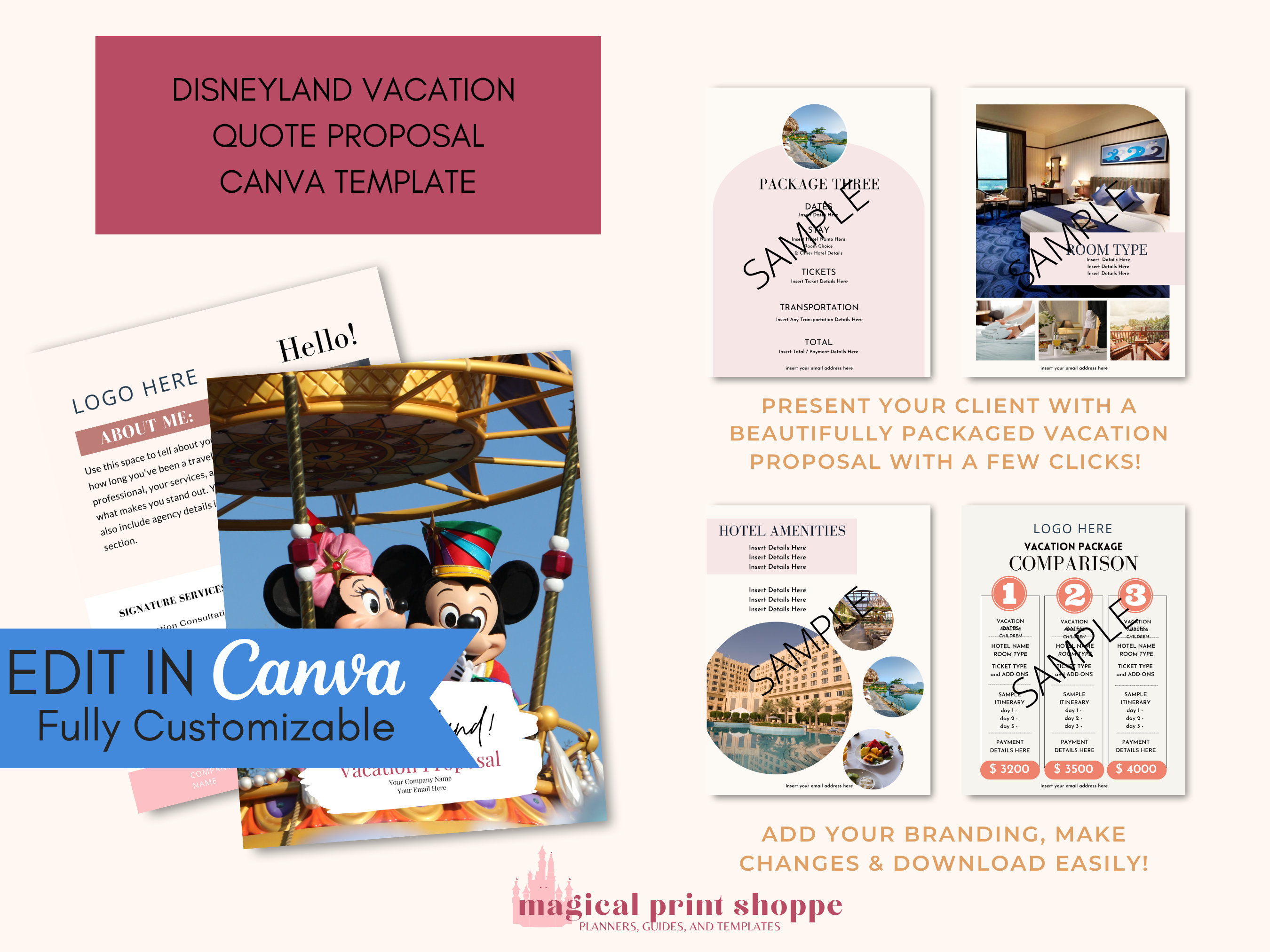 Travel Agent DLR Vacation Proposal Template / Canva Template for Travel ...