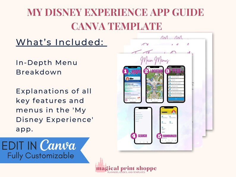 Depth Menu Travel Agent Template | WDW MDE App Guide | Travel Agent Canva Template ...