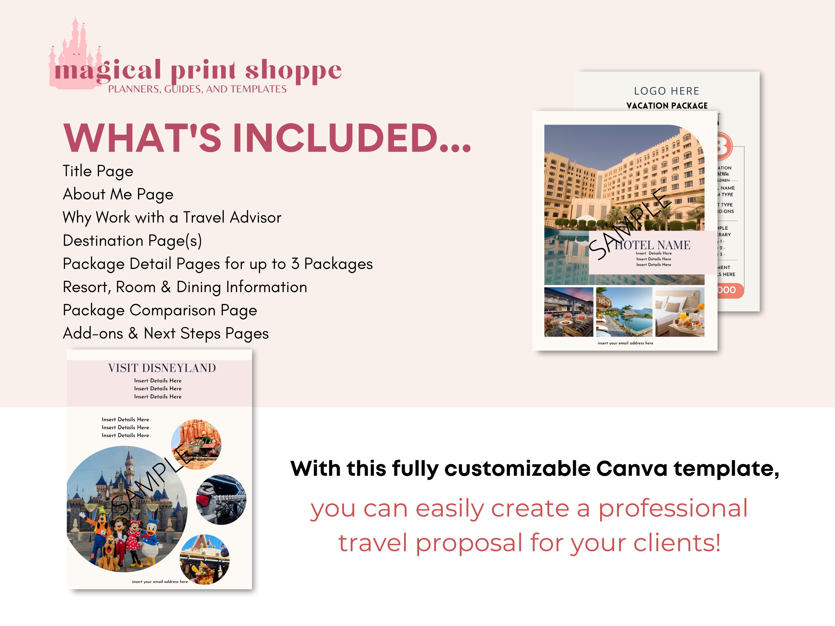 Travel Agent DLR Vacation Proposal Template / Canva Template for Travel ...