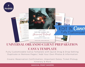 Travel Agent Client Onboarding Canva Template: Universal Theme Park Vacation (Digital Download)