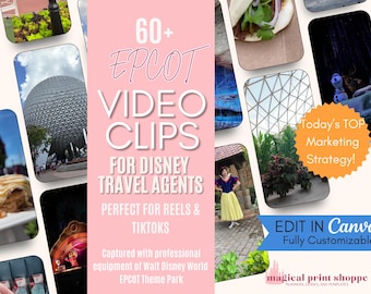 Social Media Video Posts for Travel Agents | 60+ WDW EP Reels & TikTok | Travel Agency Marketing Content