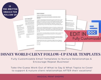 Travel Agent Client Email Templates for WDW / Follow-Up Travel Agent Templates for Client Management