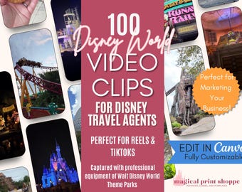 Social Media Video Posts for Travel Agents | 100 WDW IG Reels & TikTok | Travel Agency Marketing Content
