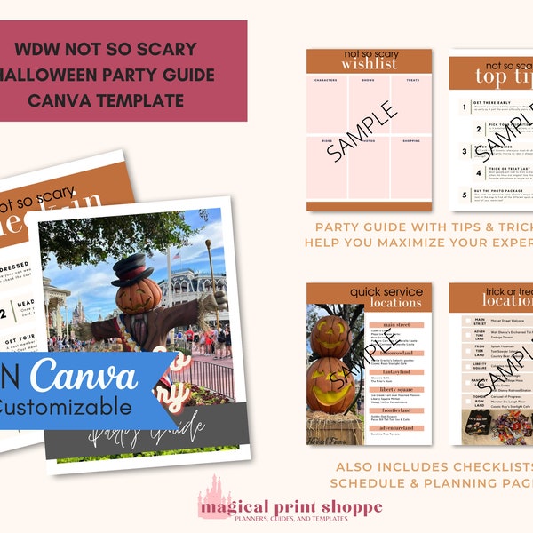 WDW Travel Agent Canva Template for Halloween Party Guide / Travel Advisor Editable Canva Template / After Hours Party Trip Planner