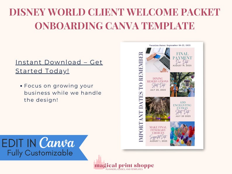WDW Client Welcome Packet Canva Template for Travel Agents (Editable) image 4